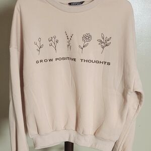 SHEIN 'Grow Positive Thoughts' Graphic Sweatshirt - Light Beige Size Large
